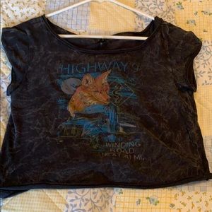 Cropped acid wash T-shirt